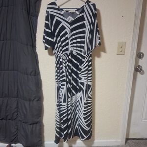 Haani Black and White Geometric Maxi Dress